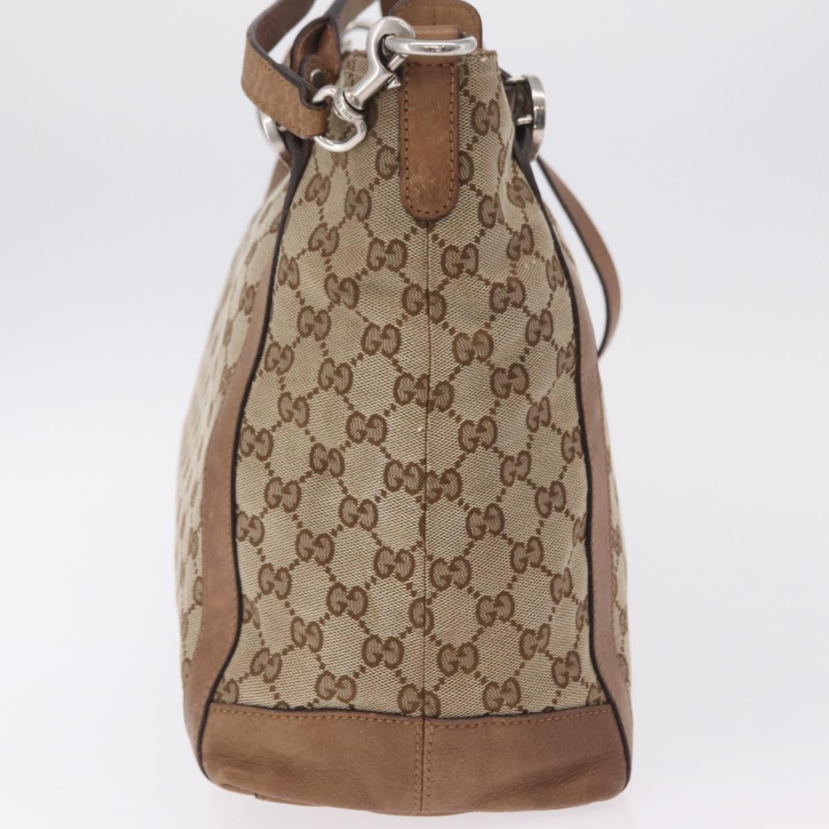 GUCCI GG Canvas Hand Bag 2way Beige Silver 323675 Auth ep16196