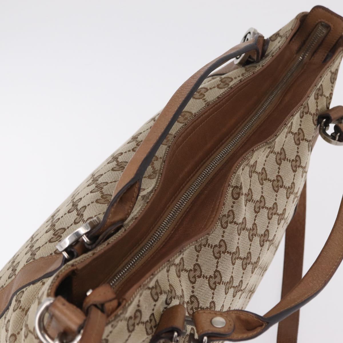 GUCCI GG Canvas Hand Bag 2way Beige Silver 323675 Auth ep16196