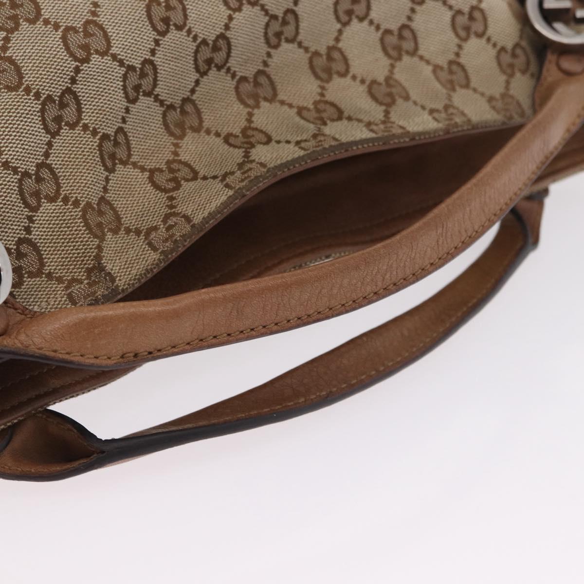 GUCCI GG Canvas Hand Bag 2way Beige Silver 323675 Auth ep16196