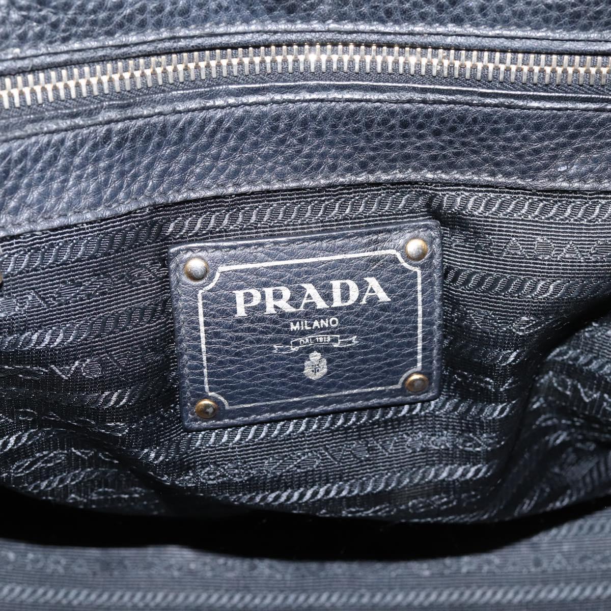 PRADA Hand Bag Leather 2way Black Gold Auth ep16198V