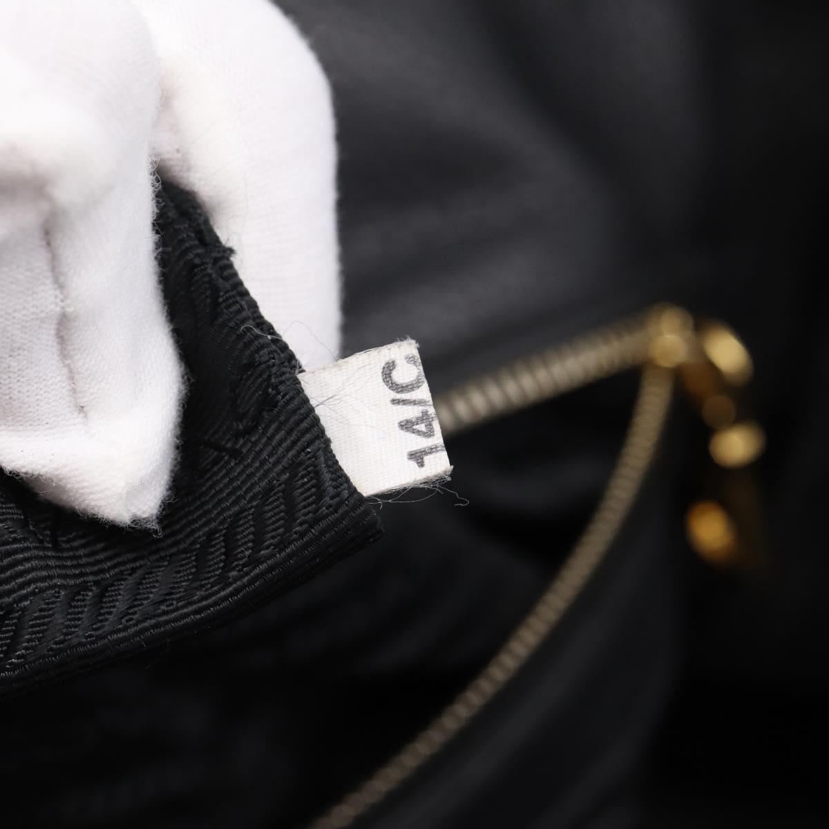 PRADA Hand Bag Leather 2way Black Gold Auth ep16198V