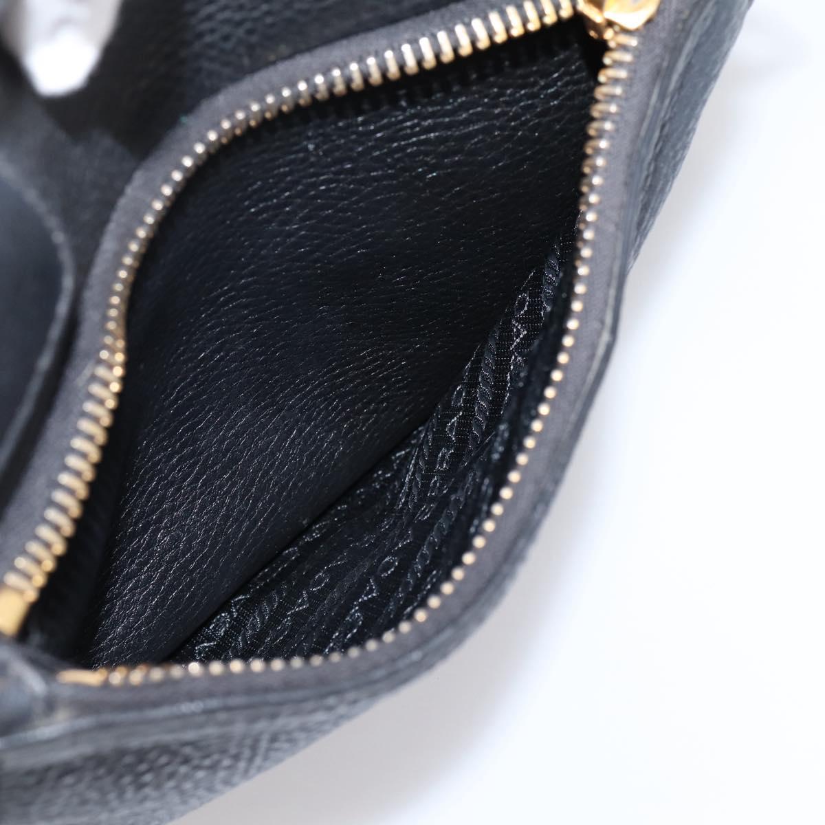 PRADA Hand Bag Leather 2way Black Gold Auth ep16198V