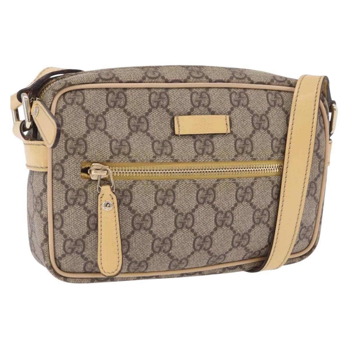 GUCCI GG Supreme Shoulder Bag PVC Beige Gold 201447 Auth ep16201