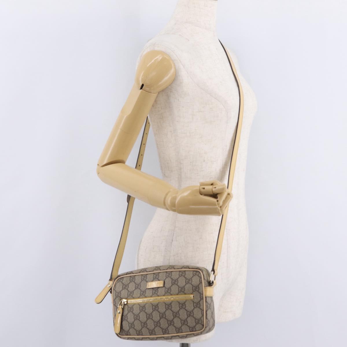 GUCCI GG Supreme Shoulder Bag PVC Beige Gold 201447 Auth ep16201