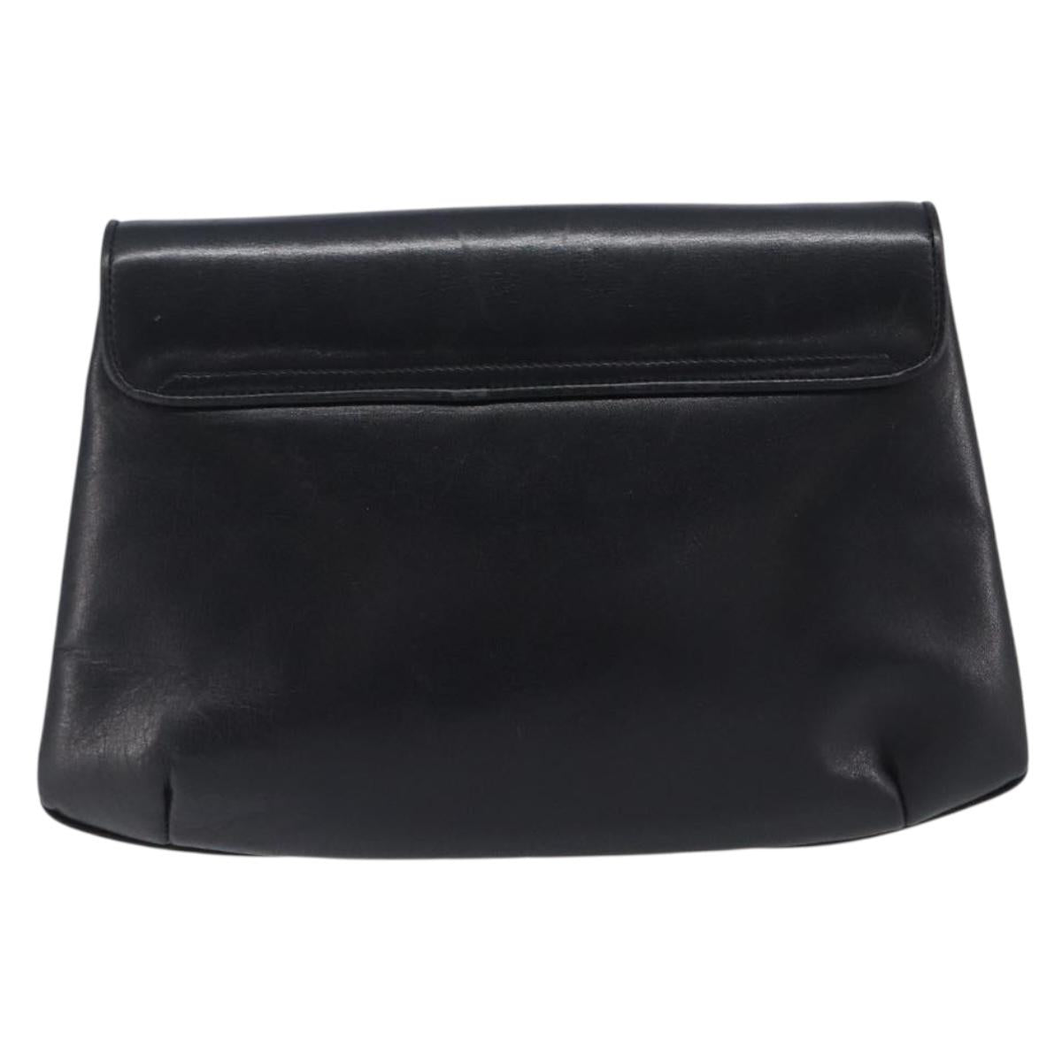 CELINE Chain Shoulder Bag Leather Black Gold Auth ep16204