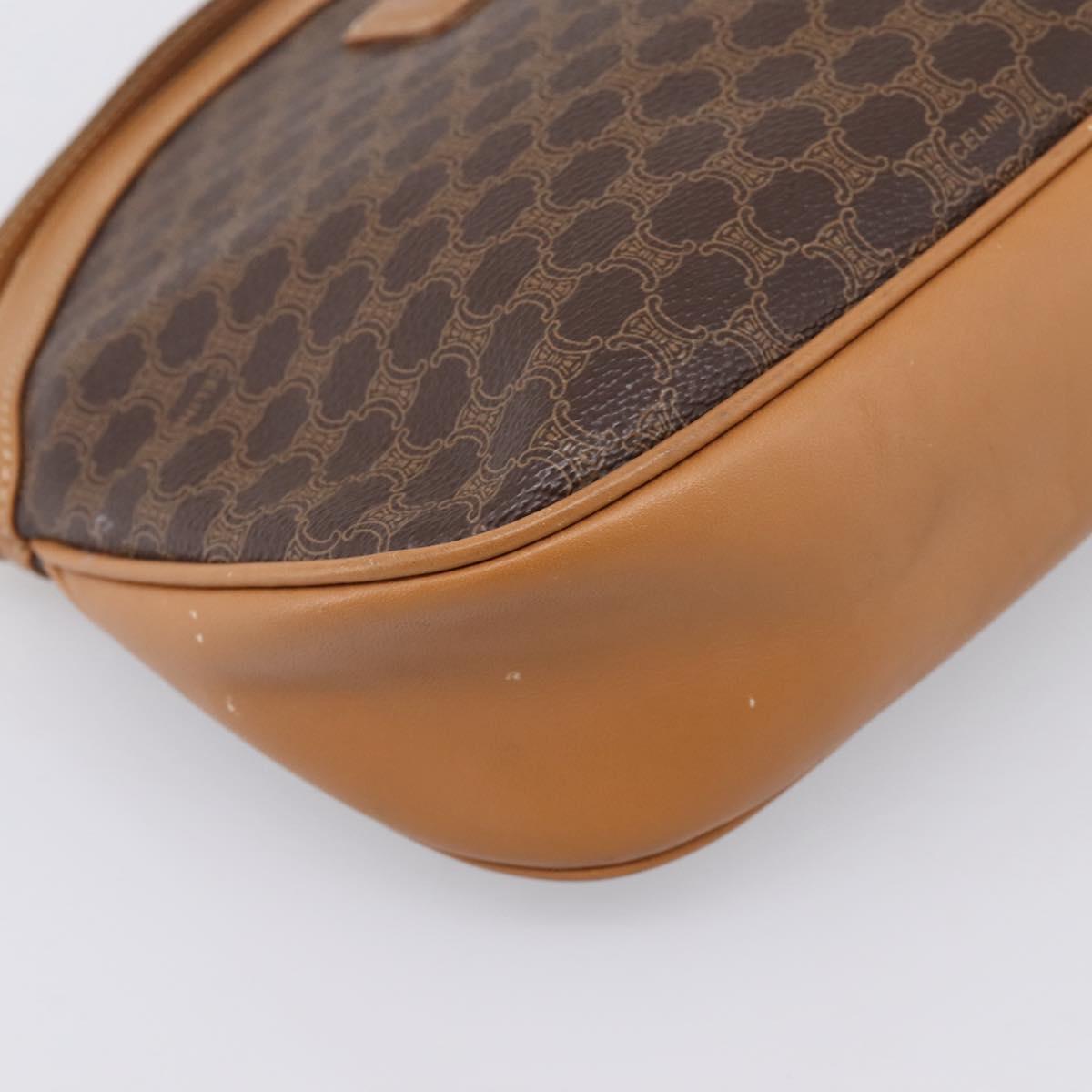 CELINE Macadam Canvas Shoulder Bag PVC Leather Brown Gold Auth ep16205A