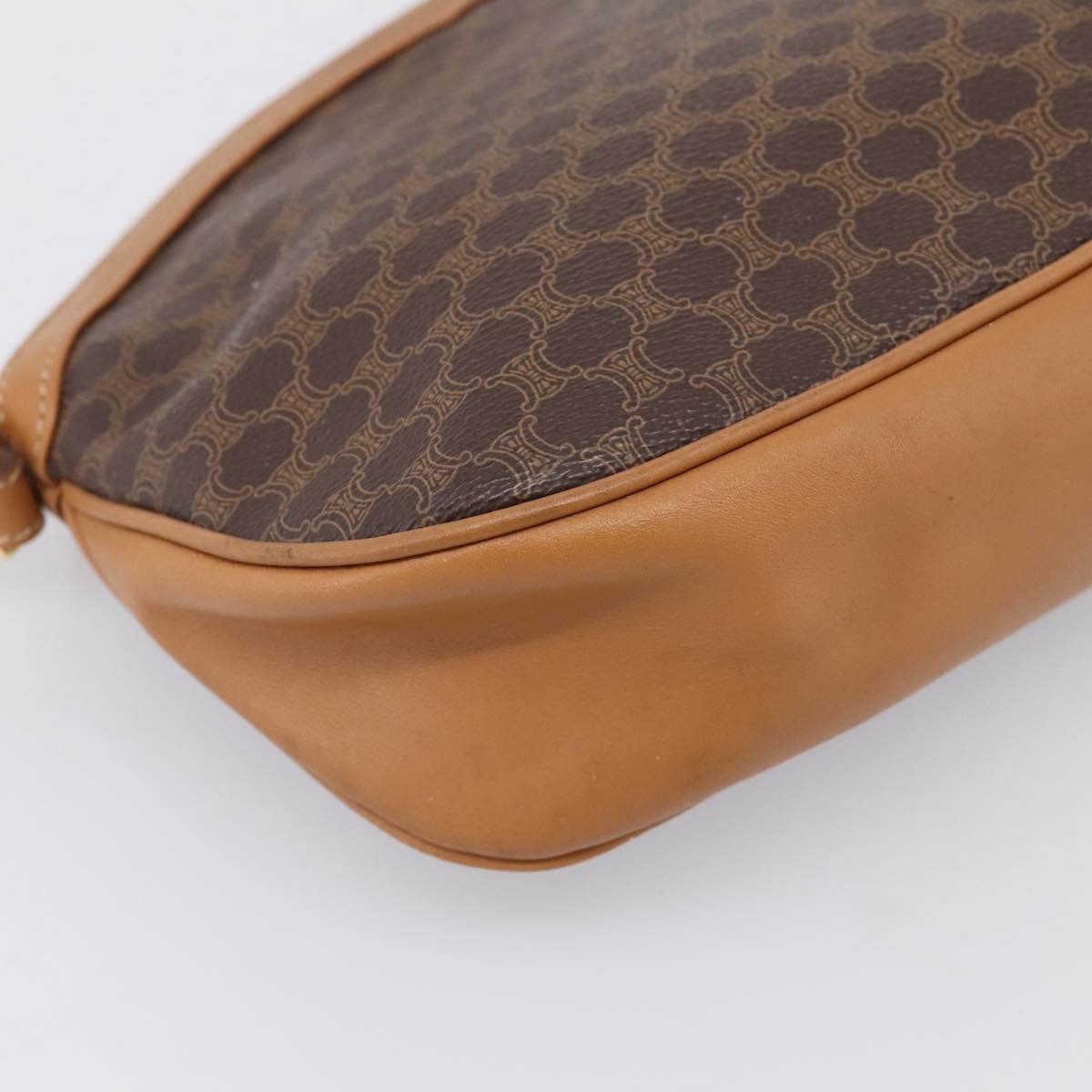 CELINE Macadam Canvas Shoulder Bag PVC Leather Brown Gold Auth ep16205A