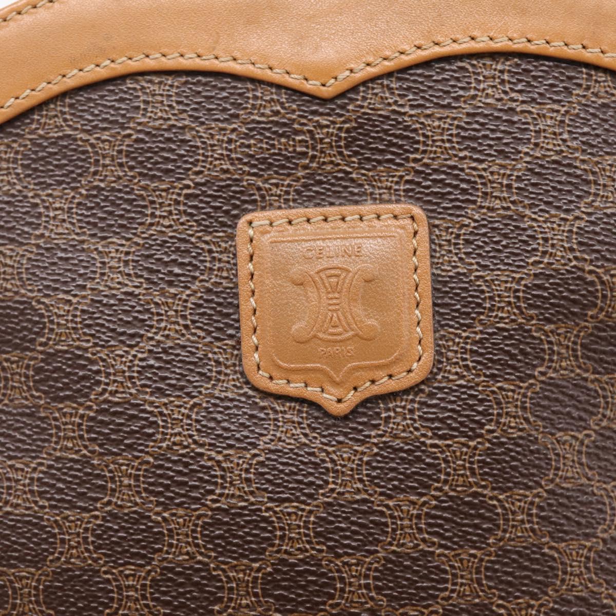 CELINE Macadam Canvas Shoulder Bag PVC Leather Brown Gold Auth ep16205A