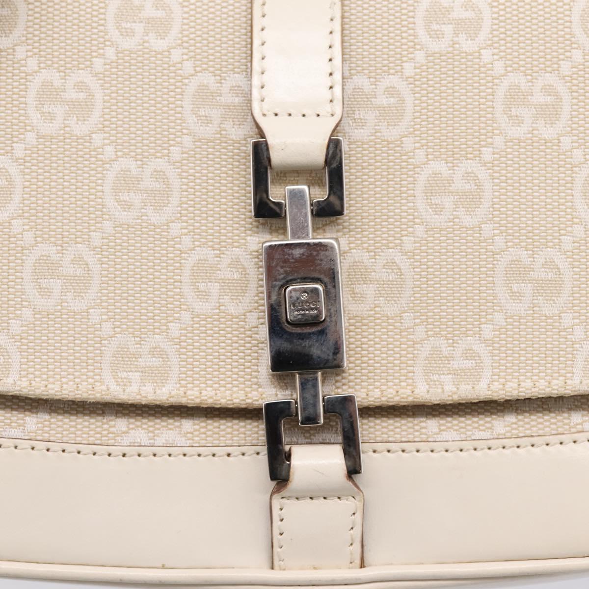 GUCCI GG Canvas Jackie Shoulder Bag Beige Silver 007 2038 Auth ep16210A