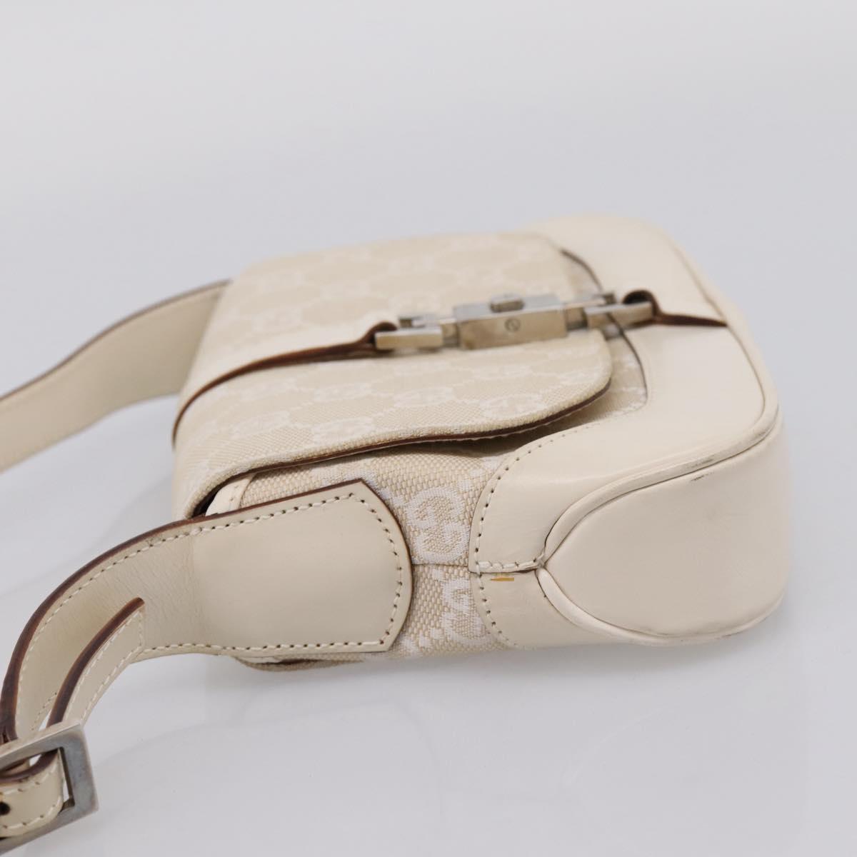 GUCCI GG Canvas Jackie Shoulder Bag Beige Silver 007 2038 Auth ep16210A