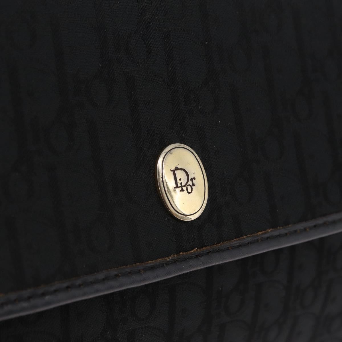 Christian Dior Trotter Canvas Chain Shoulder Bag Black Gold Auth ep16211