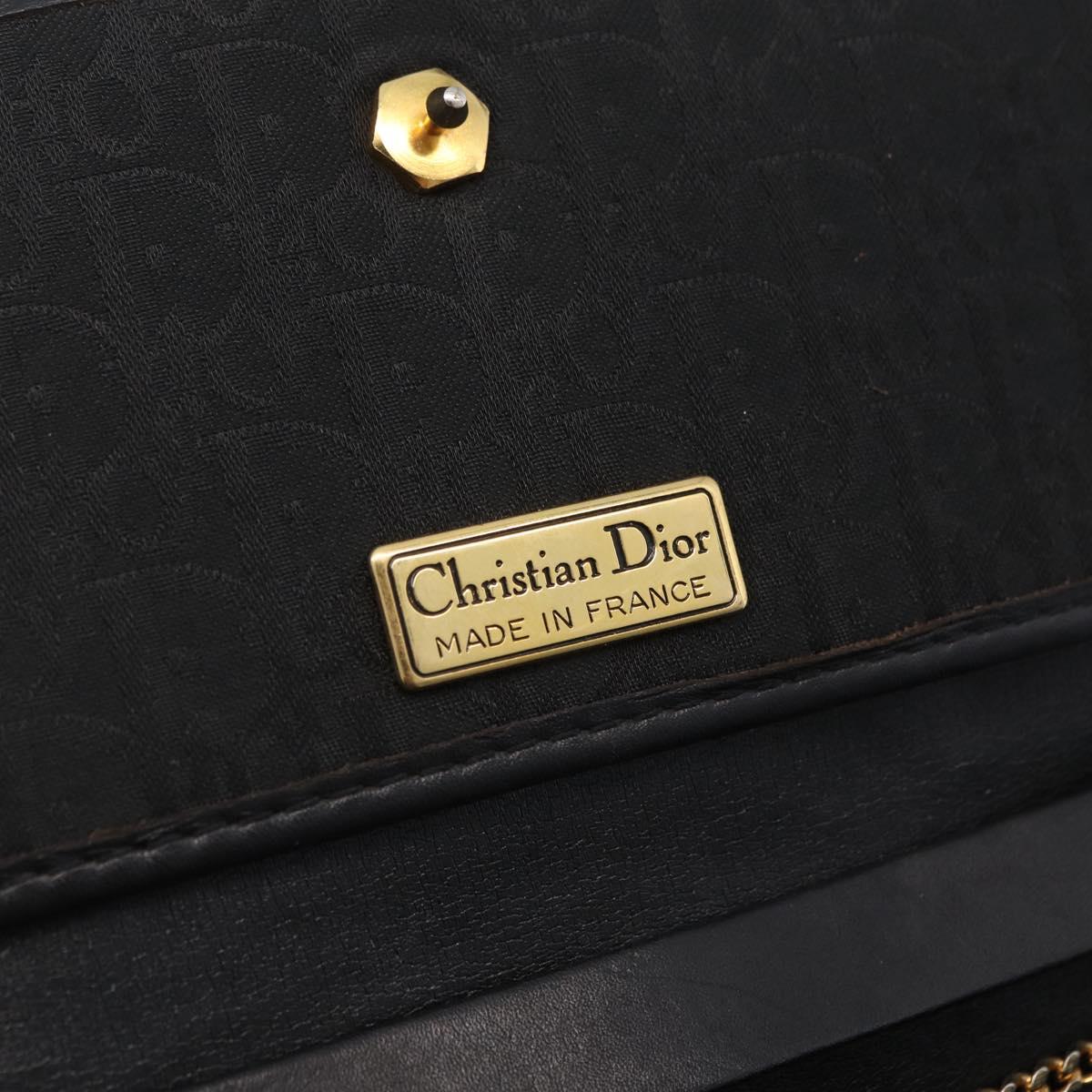 Christian Dior Trotter Canvas Chain Shoulder Bag Black Gold Auth ep16211