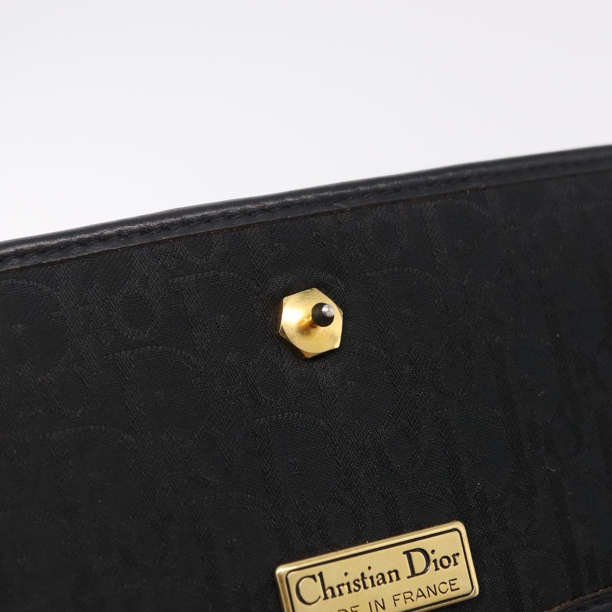 Christian Dior Trotter Canvas Chain Shoulder Bag Black Gold Auth ep16211