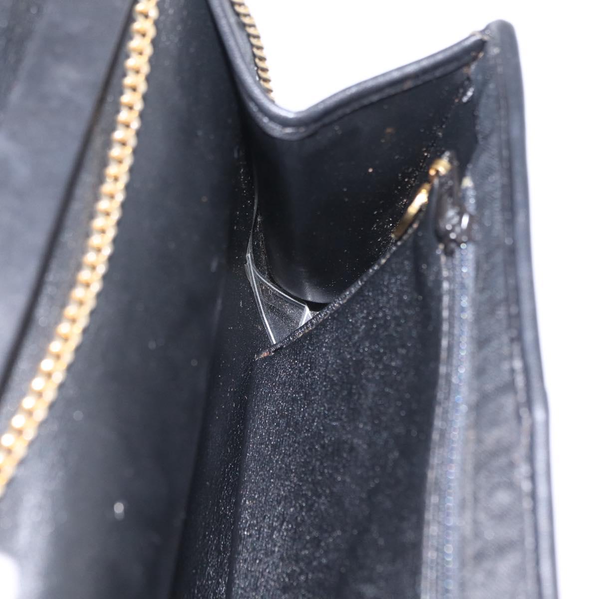 Christian Dior Trotter Canvas Chain Shoulder Bag Black Gold Auth ep16211