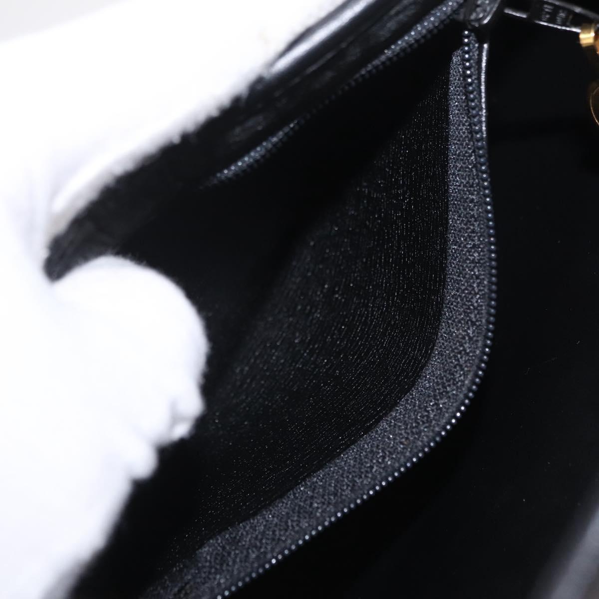 Christian Dior Trotter Canvas Chain Shoulder Bag Black Gold Auth ep16211