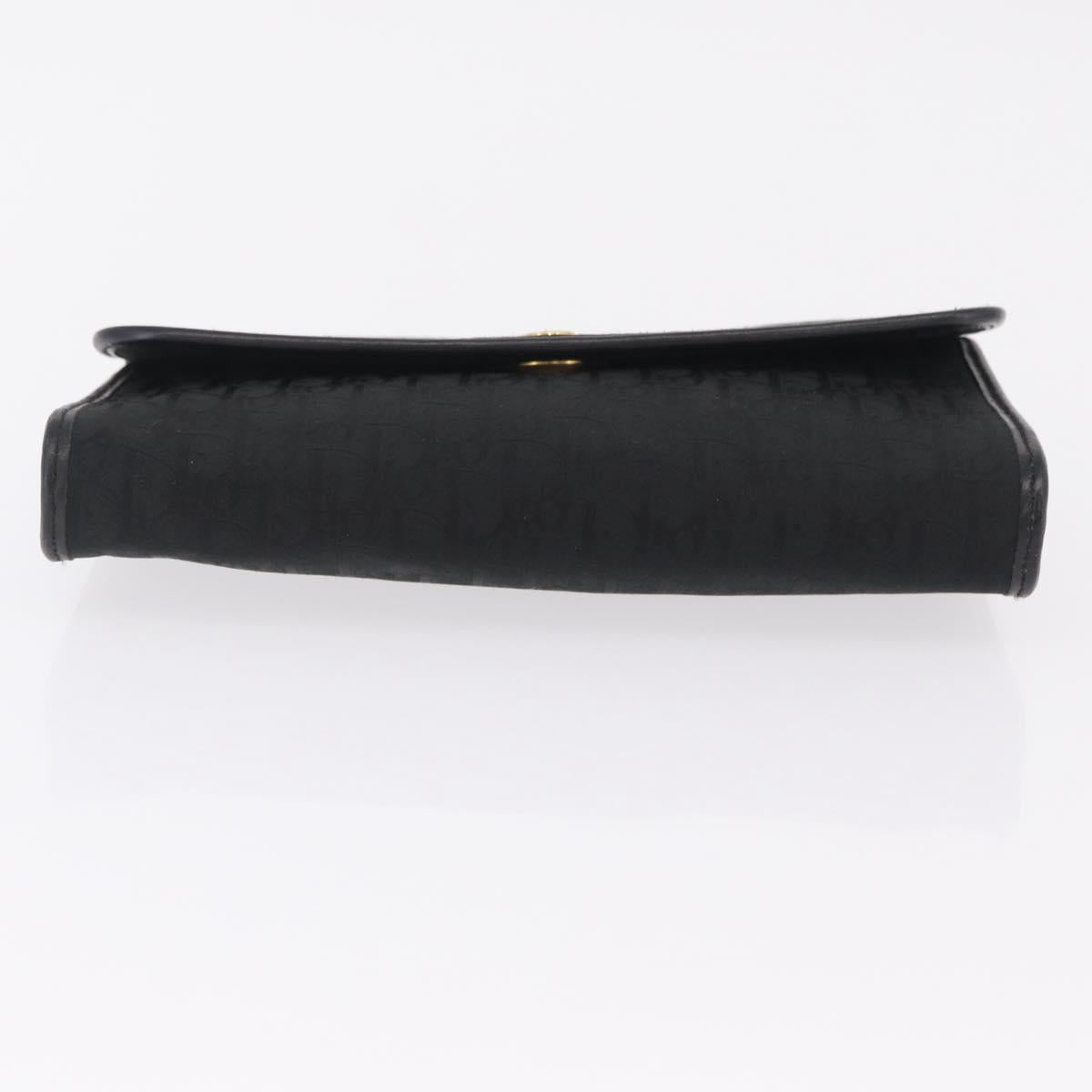 Christian Dior Trotter Canvas Chain Shoulder Bag Black Gold Auth ep16211