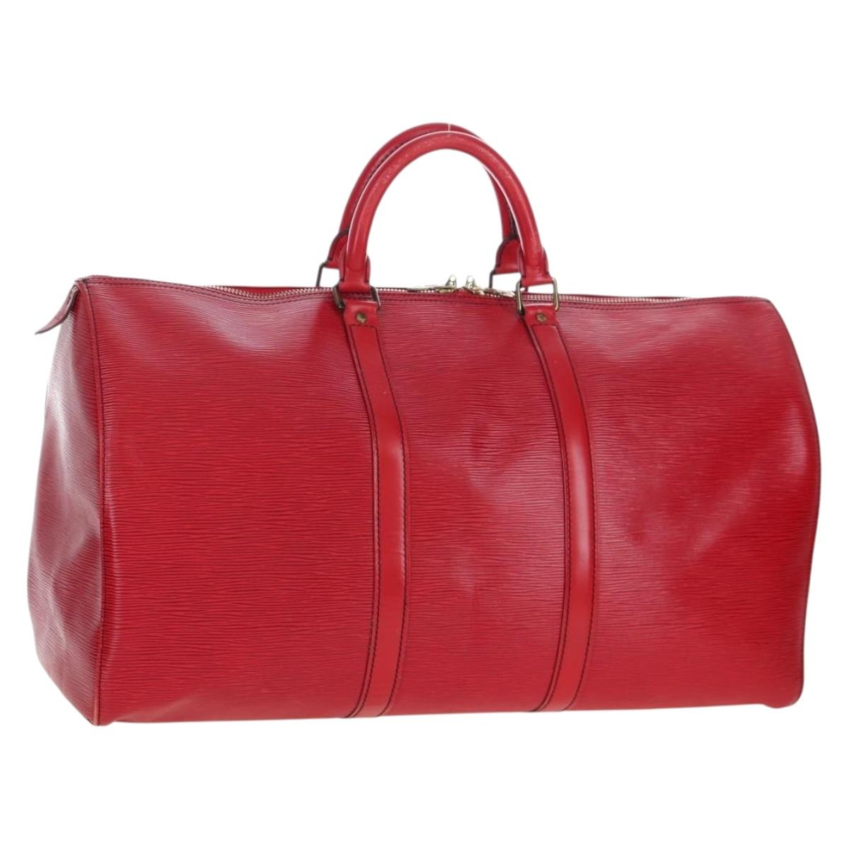 LOUIS VUITTON Epi Keepall 50 Boston Bag Red M42967 LV Auth ep16212A