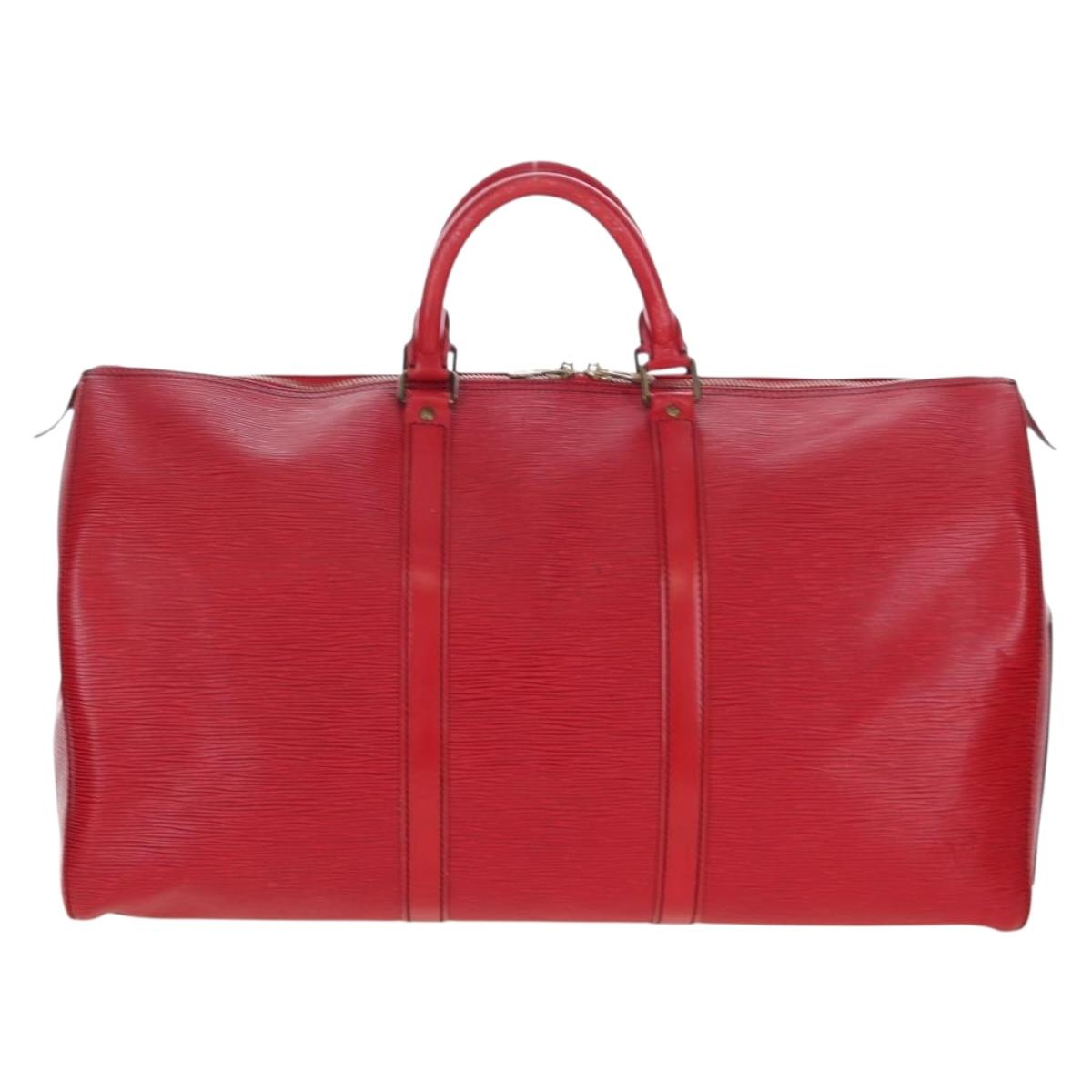 LOUIS VUITTON Epi Keepall 50 Boston Bag Red M42967 LV Auth ep16212A