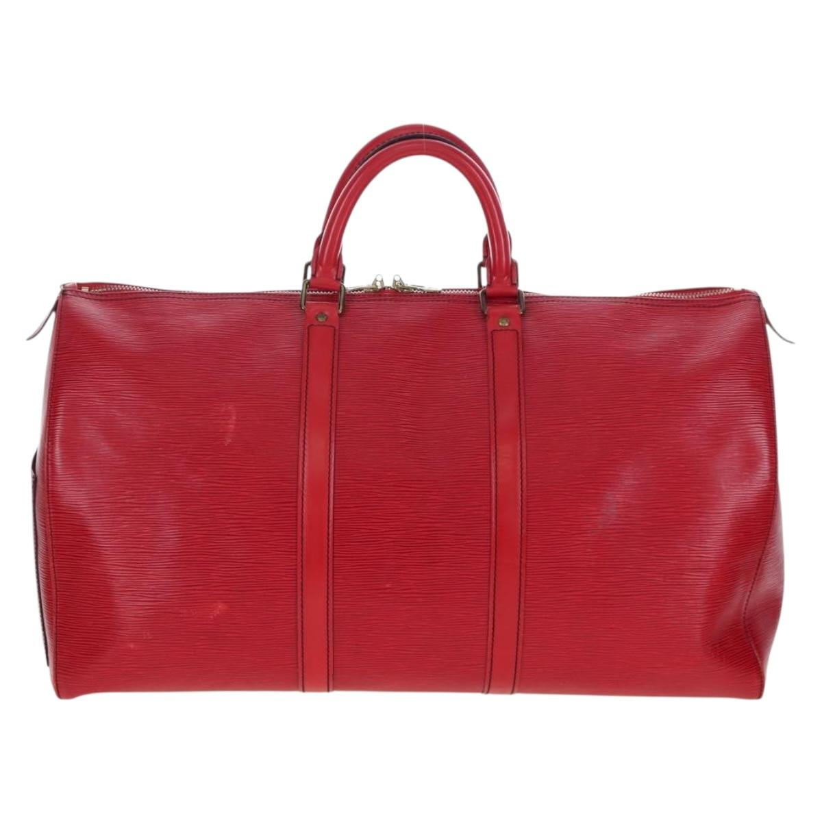 LOUIS VUITTON Epi Keepall 50 Boston Bag Red M42967 LV Auth ep16212A