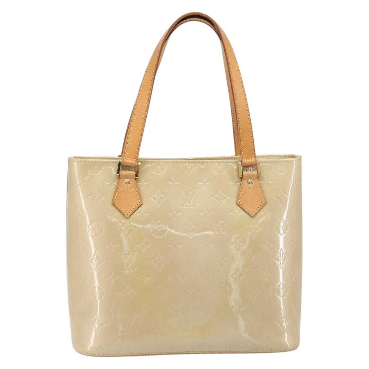 LOUIS VUITTON Monogram Vernis Houston Hand Bag Beige M91004 LV Auth ep16213