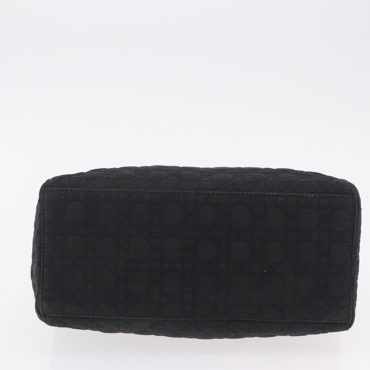 Christian Dior Lady Dior Canage Hand Bag Canvas Black Gold Auth ep16214