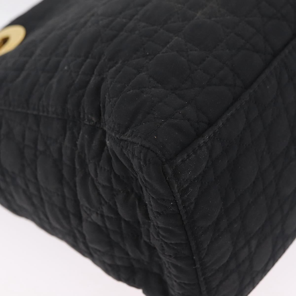 Christian Dior Lady Dior Canage Hand Bag Canvas Black Gold Auth ep16214