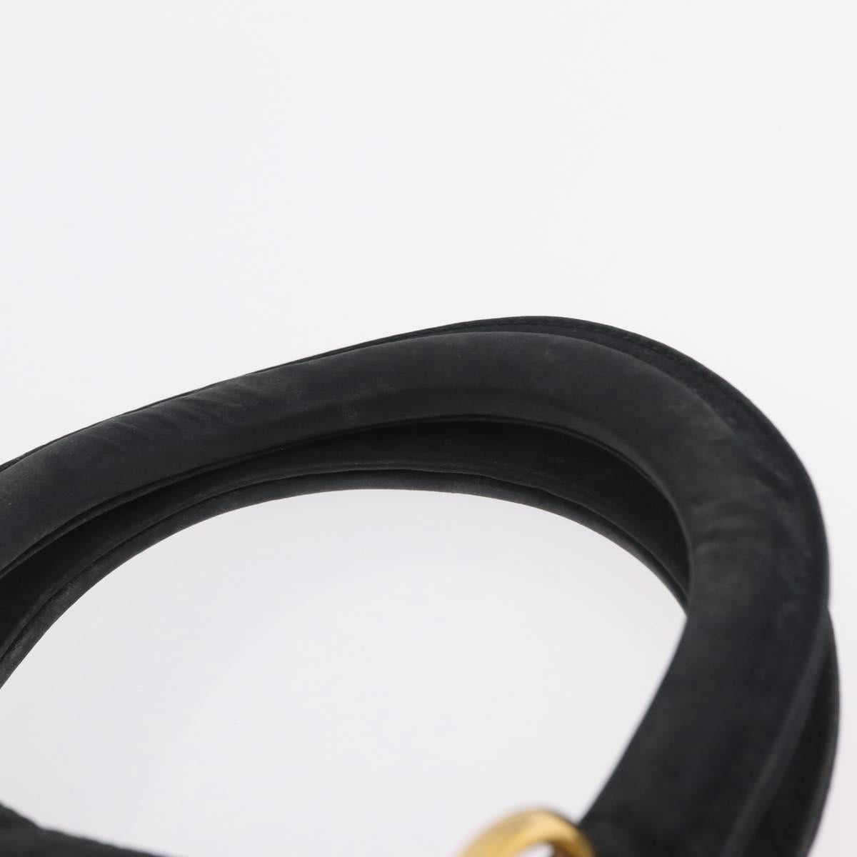 Christian Dior Lady Dior Canage Hand Bag Canvas Black Gold Auth ep16214