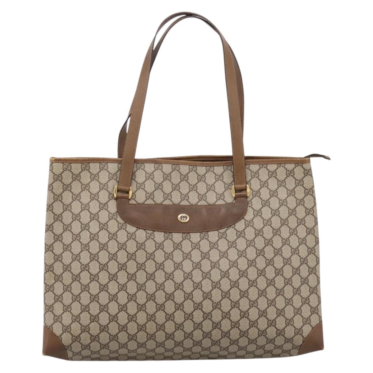 GUCCI GG Supreme Tote Bag PVC Beige Gold 89 02 904 Auth ep16215