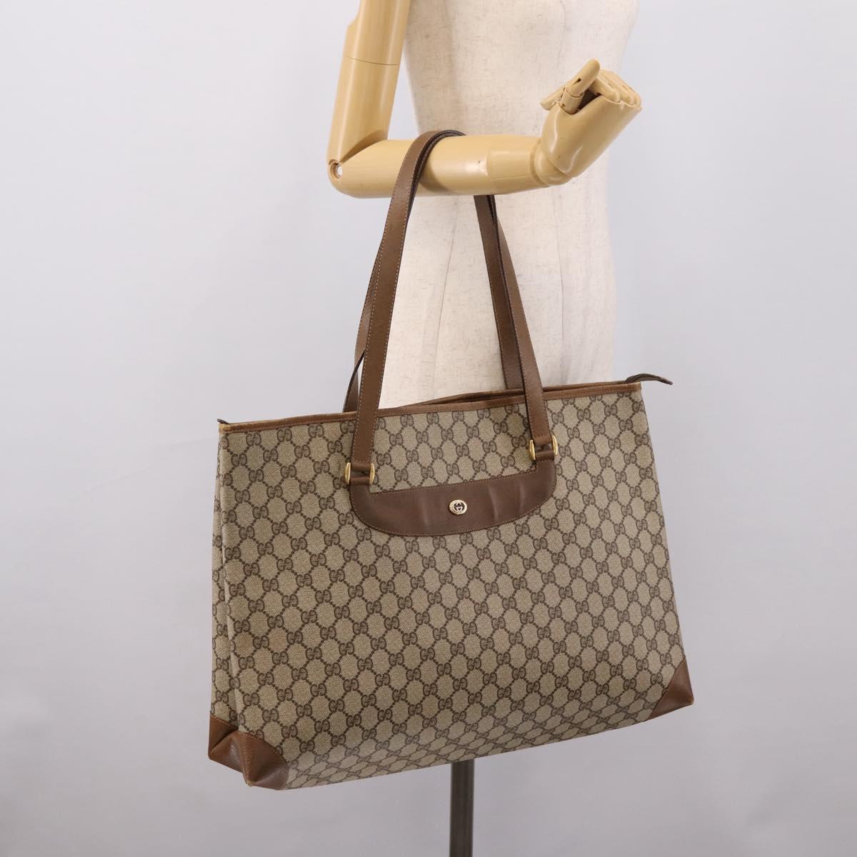 GUCCI GG Supreme Tote Bag PVC Beige Gold 89 02 904 Auth ep16215