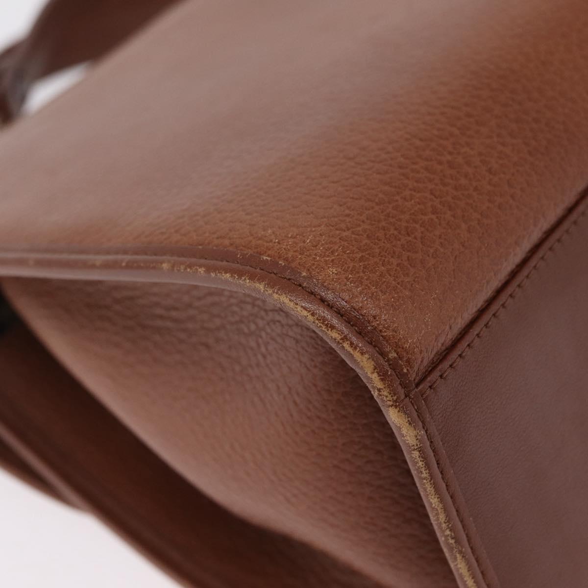 Burberrys Hand Bag Leather 2way Brown Gold Auth ep16217