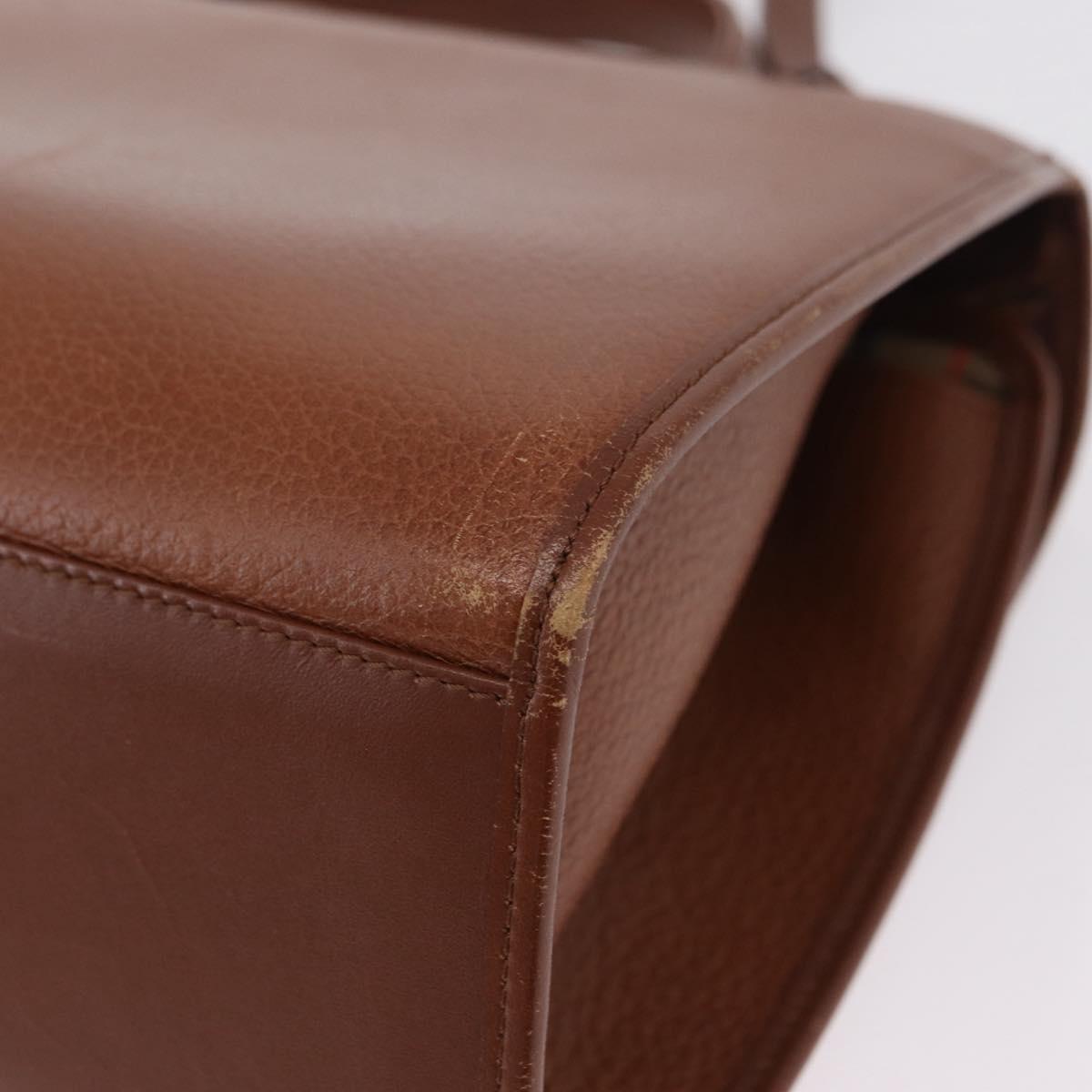 Burberrys Hand Bag Leather 2way Brown Gold Auth ep16217
