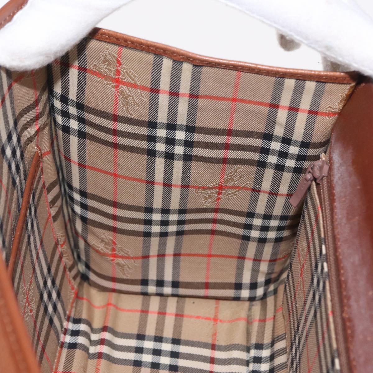 Burberrys Hand Bag Leather 2way Brown Gold Auth ep16217