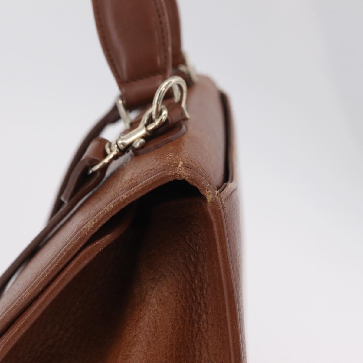 Burberrys Hand Bag Leather 2way Brown Gold Auth ep16217