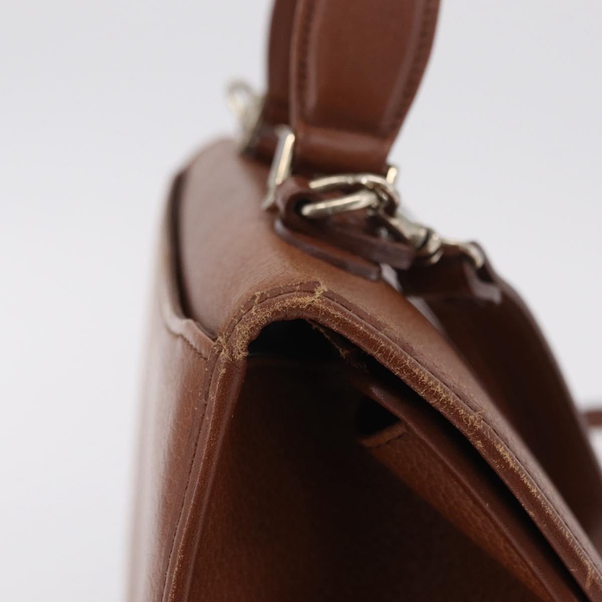Burberrys Hand Bag Leather 2way Brown Gold Auth ep16217