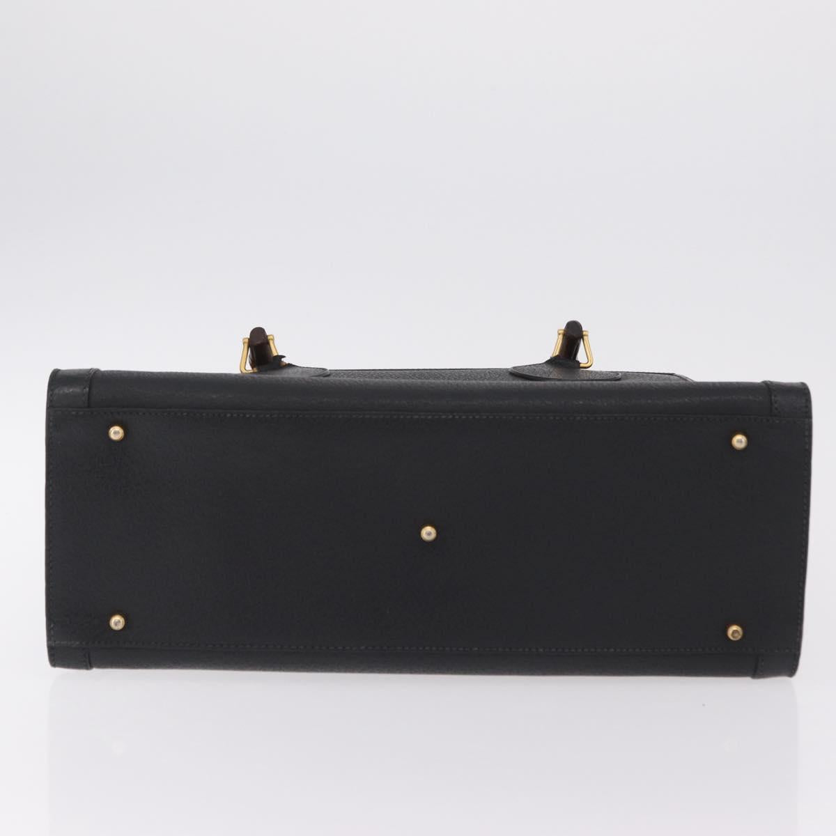 GUCCI Bamboo Hand Bag Leather Black Gold 002 1186 0260 Auth ep16218