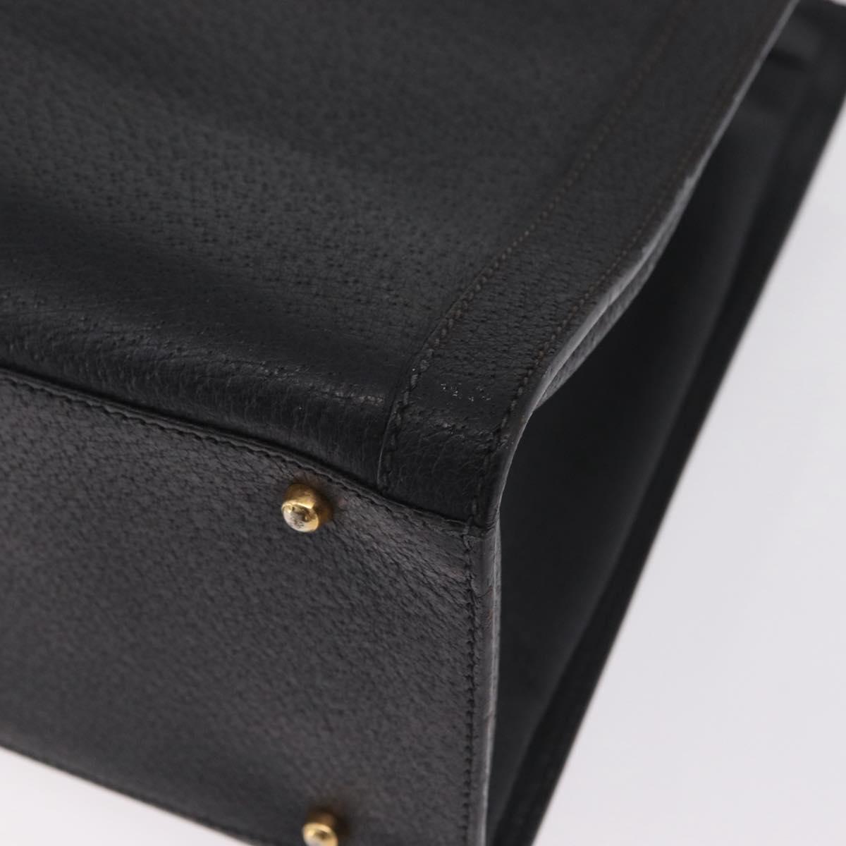 GUCCI Bamboo Hand Bag Leather Black Gold 002 1186 0260 Auth ep16218