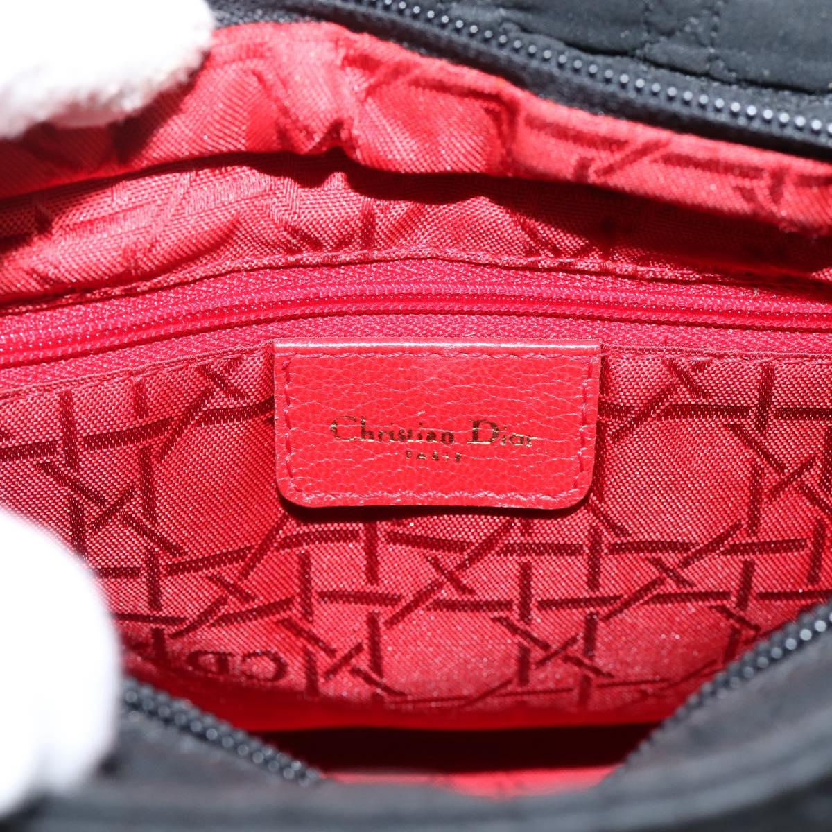 Christian Dior Lady Dior Canage Hand Bag Canvas Black Gold Auth ep16219