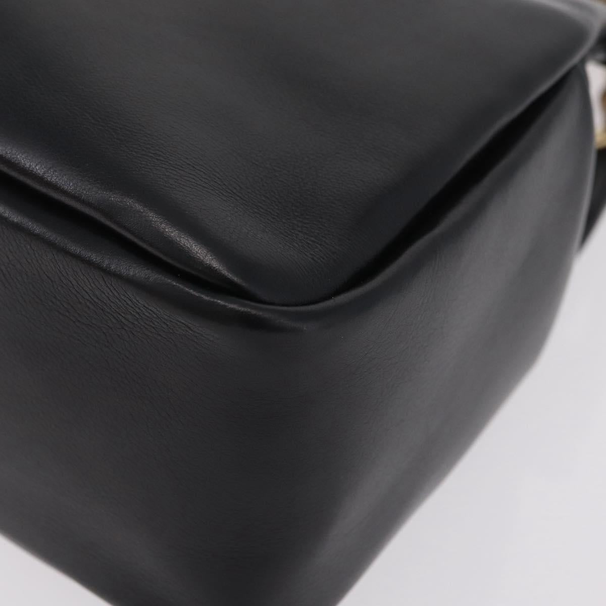 GUCCI Bamboo Hand Bag Leather Black Gold 000 2865 0575 Auth ep16220
