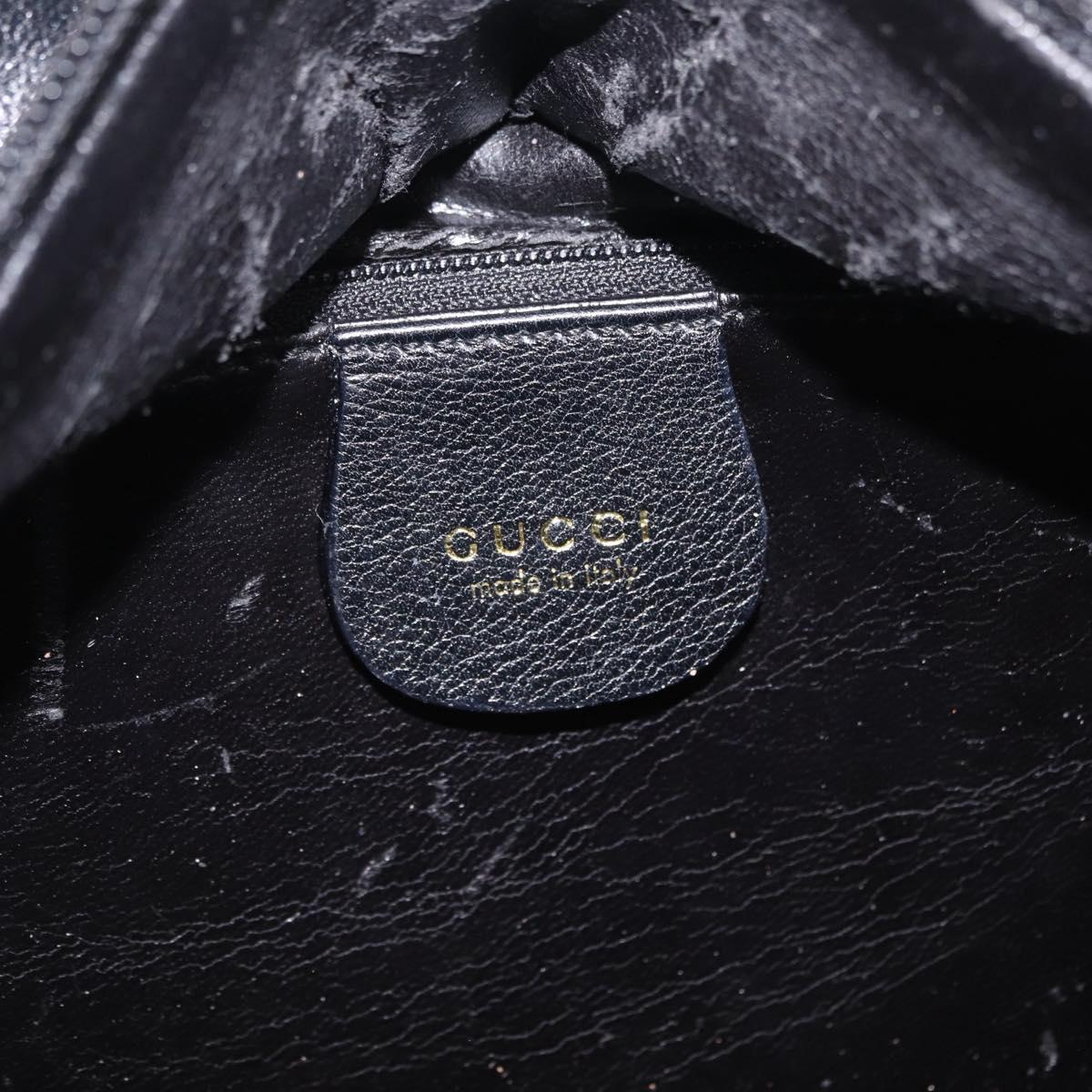 GUCCI Bamboo Hand Bag Leather Black Gold 000 2865 0575 Auth ep16220