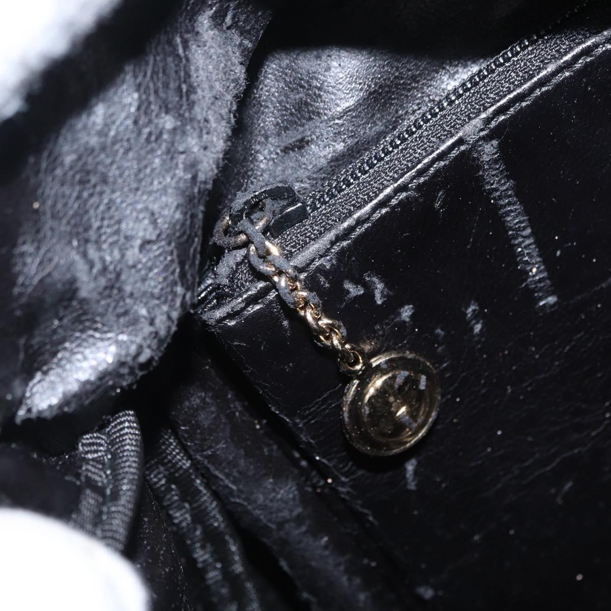 GUCCI Bamboo Hand Bag Leather Black Gold 000 2865 0575 Auth ep16220