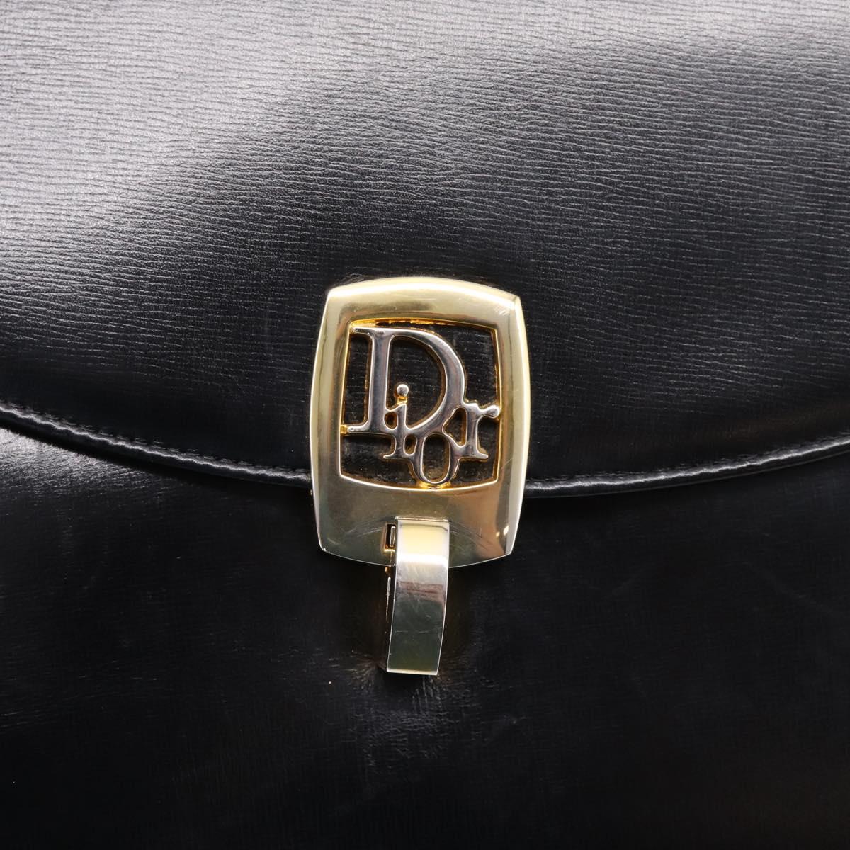 Christian Dior Hand Bag Leather 2way Black Gold Auth ep16221