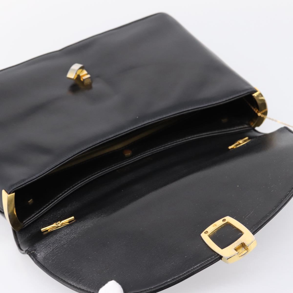 Christian Dior Hand Bag Leather 2way Black Gold Auth ep16221