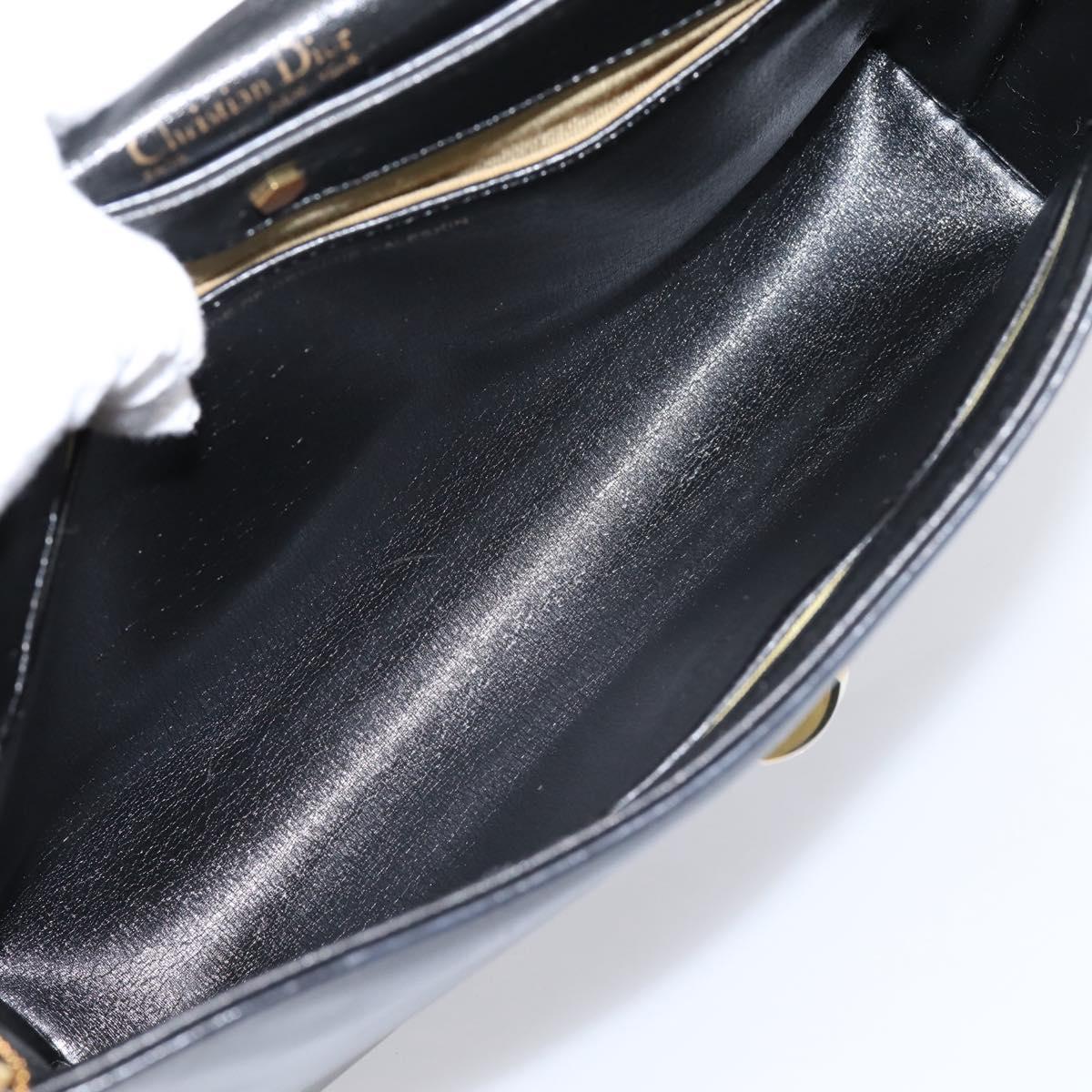 Christian Dior Hand Bag Leather 2way Black Gold Auth ep16221