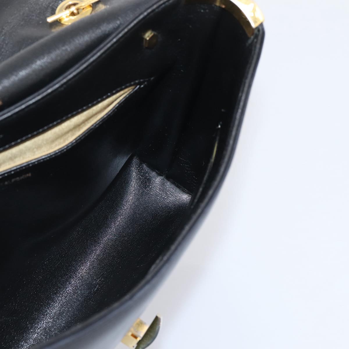 Christian Dior Hand Bag Leather 2way Black Gold Auth ep16221