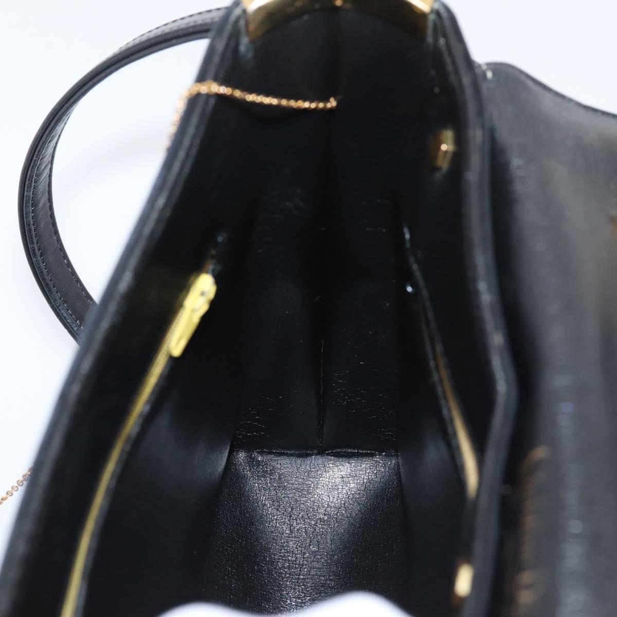 Christian Dior Hand Bag Leather 2way Black Gold Auth ep16221