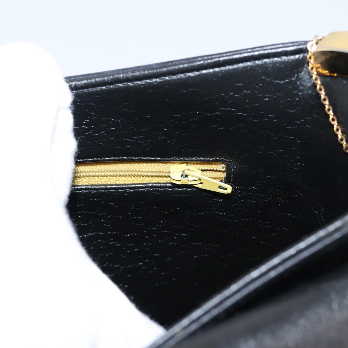 Christian Dior Hand Bag Leather 2way Black Gold Auth ep16221