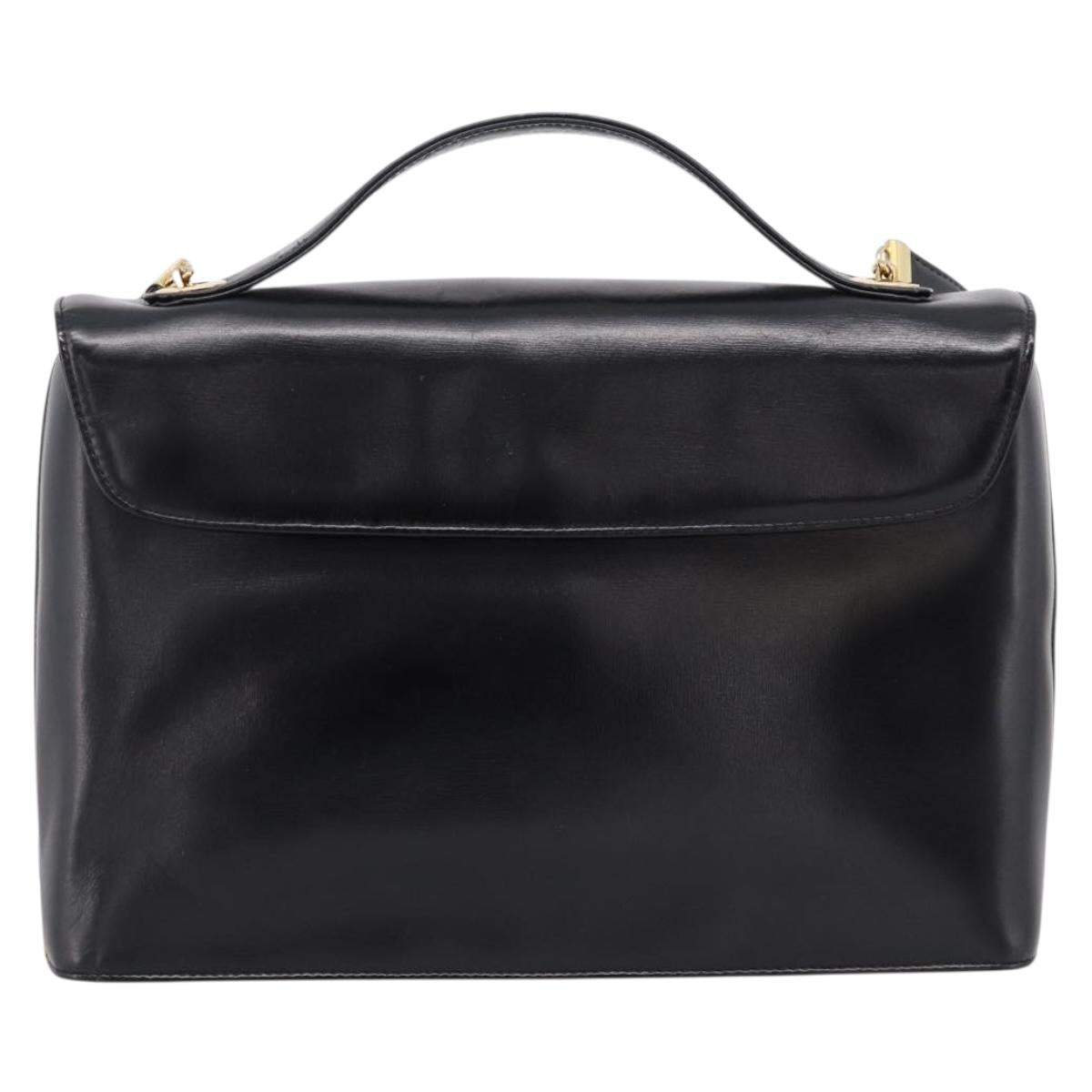 Christian Dior Hand Bag Leather 2way Black Gold Auth ep16221