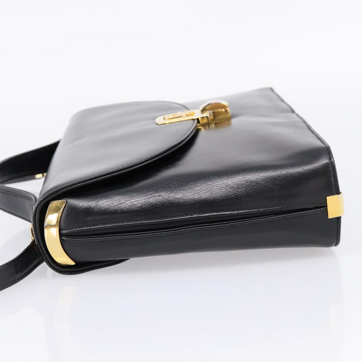 Christian Dior Hand Bag Leather 2way Black Gold Auth ep16221