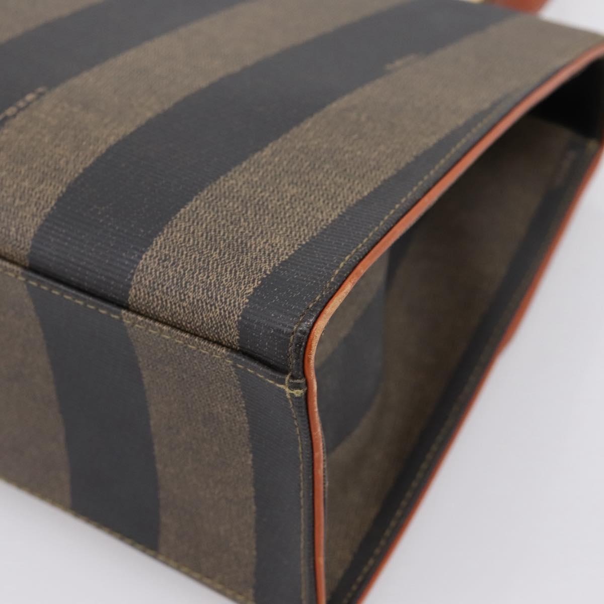 FENDI Pecan Canvas Hand Bag PVC Black Brown Auth ep16222