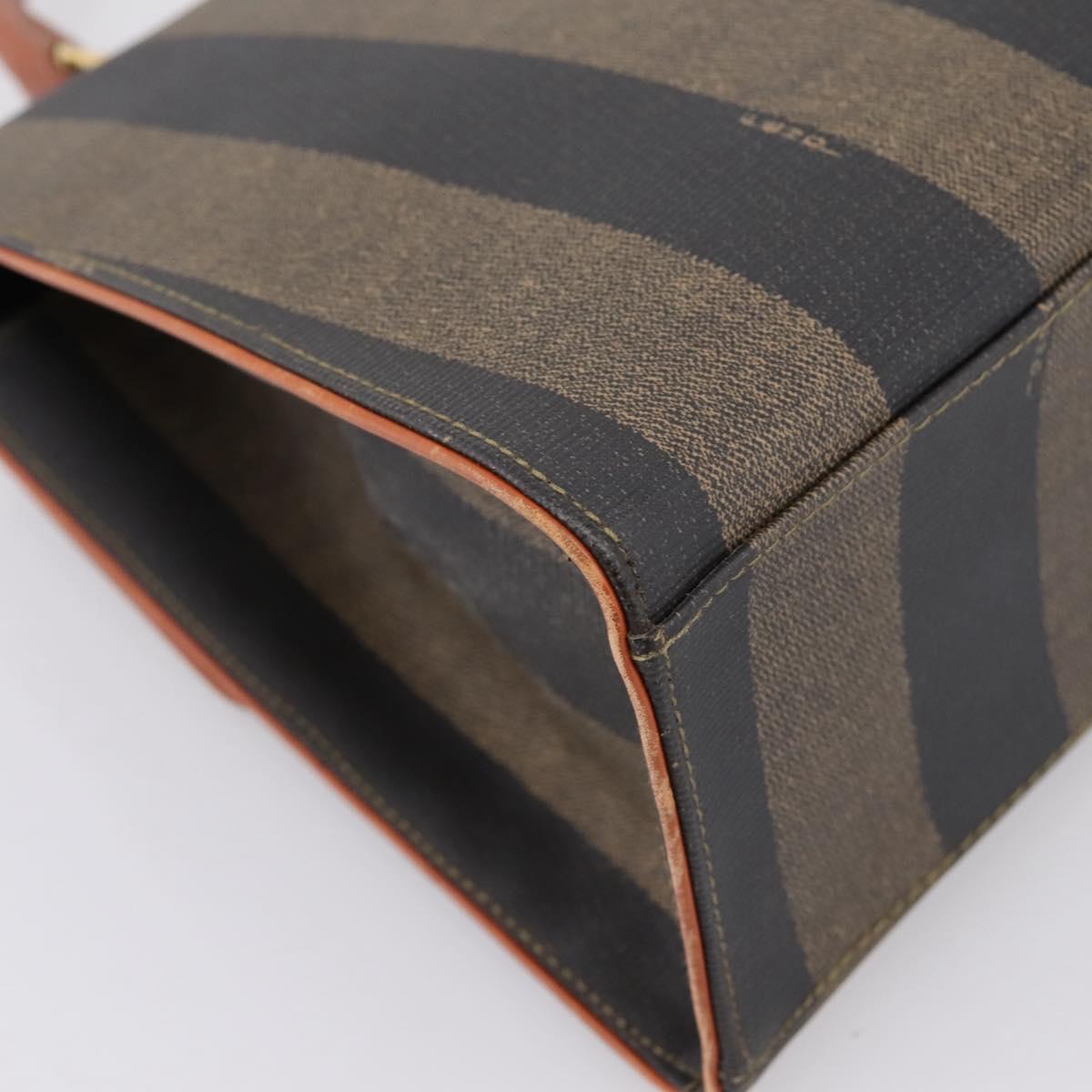 FENDI Pecan Canvas Hand Bag PVC Black Brown Auth ep16222
